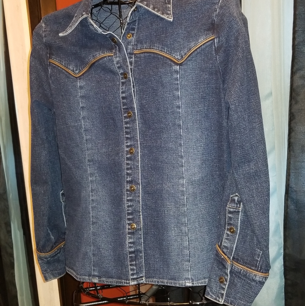 WESTERN STYLE SHIRT LIVE A LITTLE Sz M - Picture 3 of 4